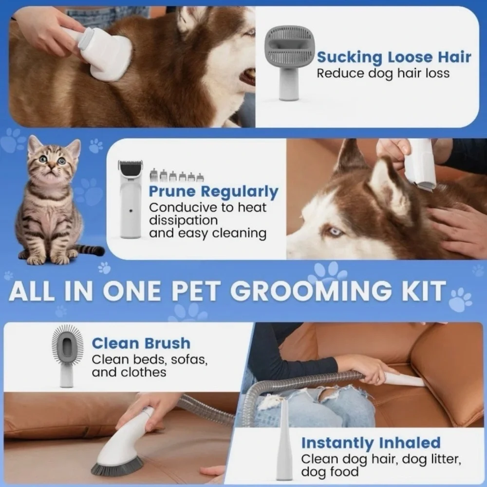 Pet Grooming Vacuum Kit Cordless w/ Attachments 🐾 AIRROBO PG200